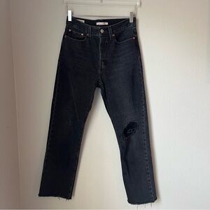 Levi’s Front Button Wedgie Straight Frayed Hem Knee Hole Jeans Size 27 Length 28